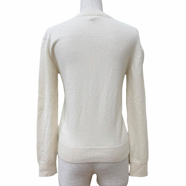 Excellent HERMES knit H-Lift Crew Neck Long Sleeve Ivory cashmere 36 2604D1