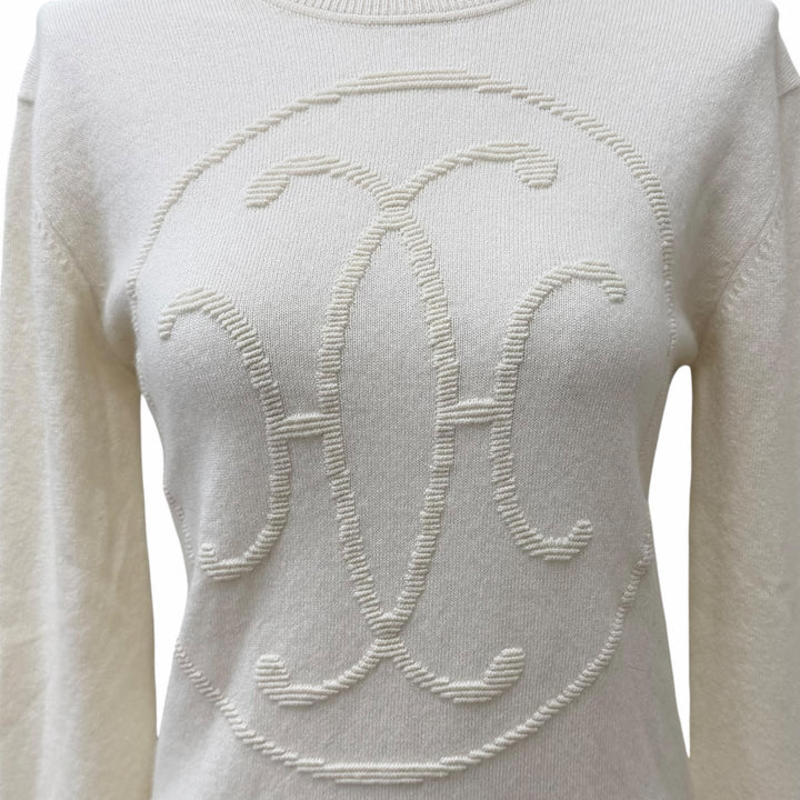 Excellent HERMES knit H-Lift Crew Neck Long Sleeve Ivory cashmere 36 2604D1