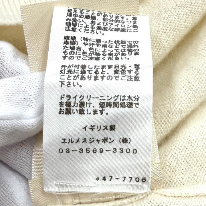 Excellent HERMES knit H-Lift Crew Neck Long Sleeve Ivory cashmere 36 2604D1