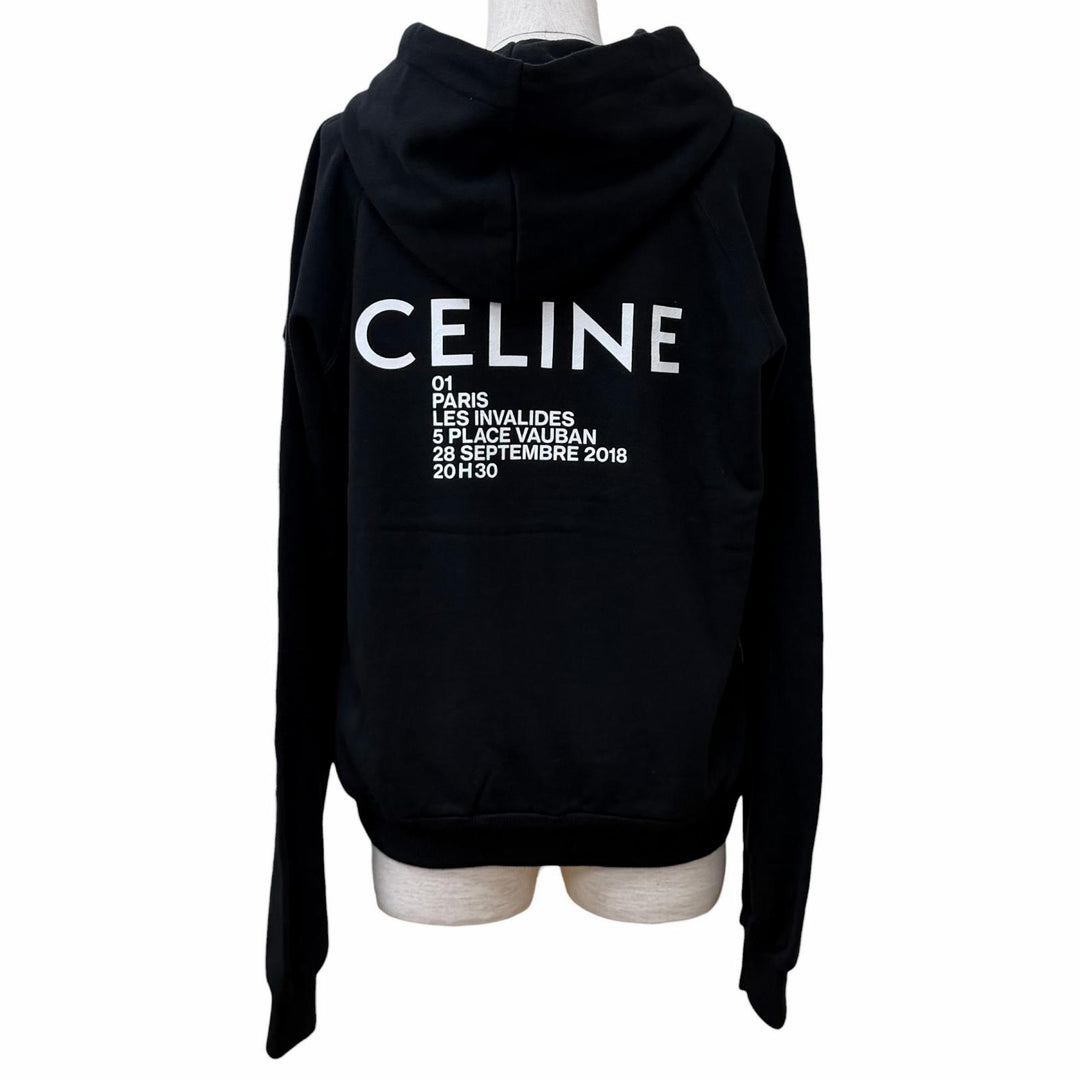 Excellent CELINE hoodie Invitation back logo black cotton Women XS 2Y005632E
