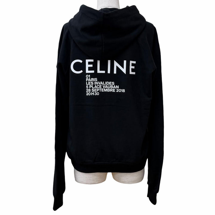 Excellent CELINE hoodie Invitation back logo black cotton Women XS 2Y005632E