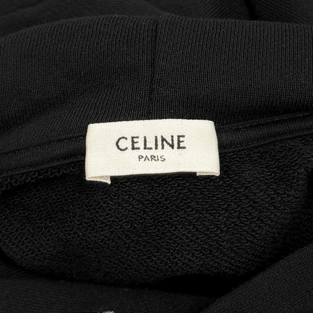 Excellent CELINE hoodie Invitation back logo black cotton Women XS 2Y005632E