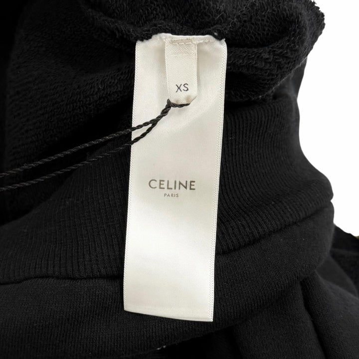 Excellent CELINE hoodie Invitation back logo black cotton Women XS 2Y005632E