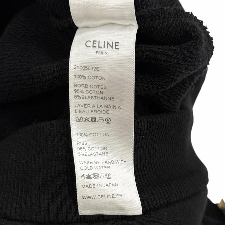 Excellent CELINE hoodie Invitation back logo black cotton Women XS 2Y005632E