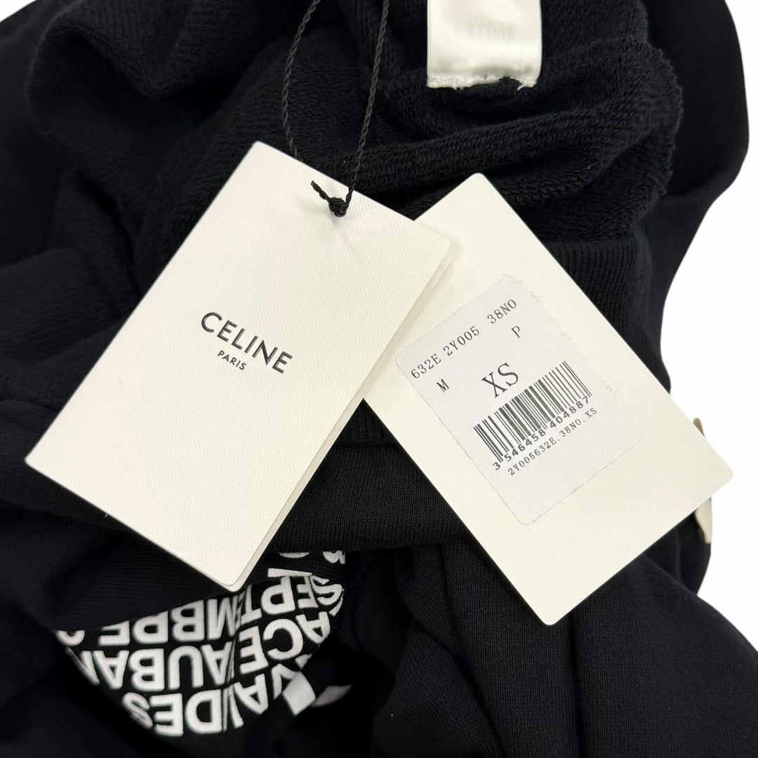 Excellent CELINE hoodie Invitation back logo black cotton Women XS 2Y005632E