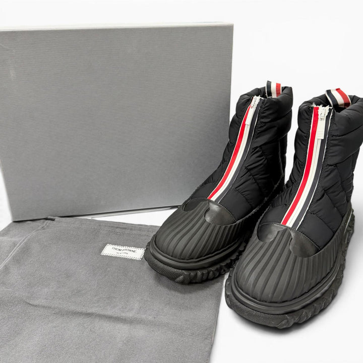 Pristine THOM BROWNE Ankle boots QUIL TED ZIP UP DUCK BOOT Tricolor front zip