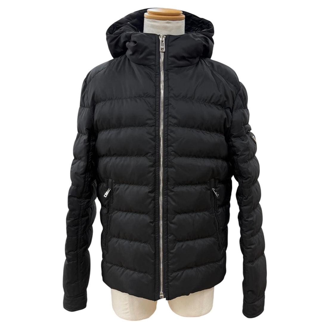 Great PRADA Down jacket Triangle logo black polyester mens 50 SGH072