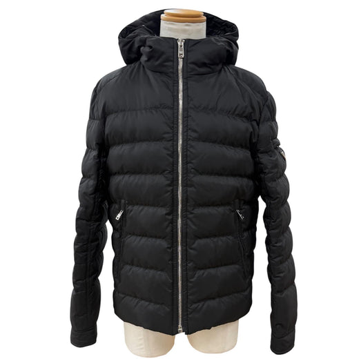 Great PRADA Down jacket Triangle logo black polyester mens 50 SGH072