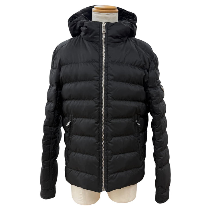 Great PRADA Down jacket Triangle logo black polyester mens 50 SGH072