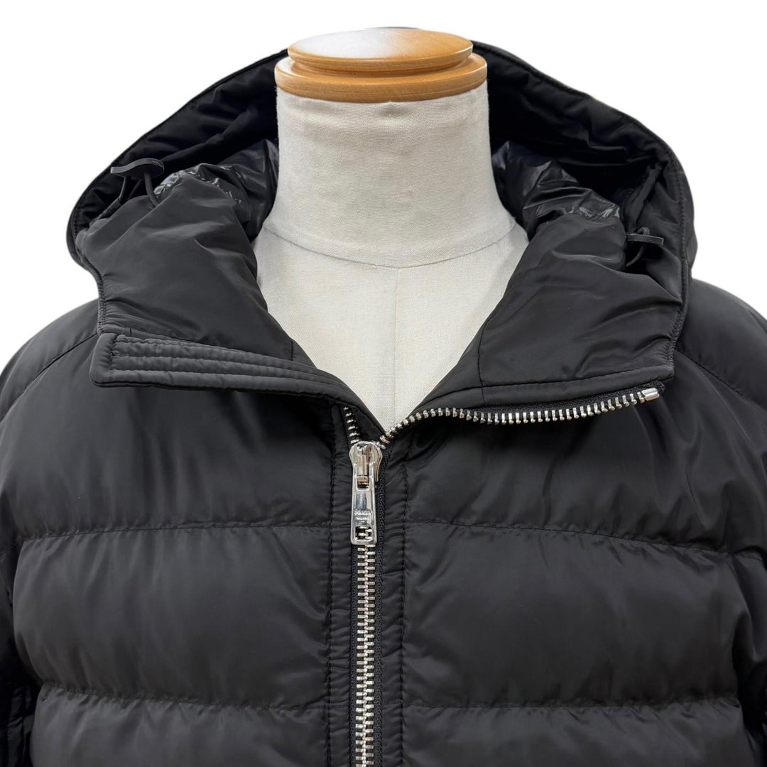Great PRADA Down jacket Triangle logo black polyester mens 50 SGH072