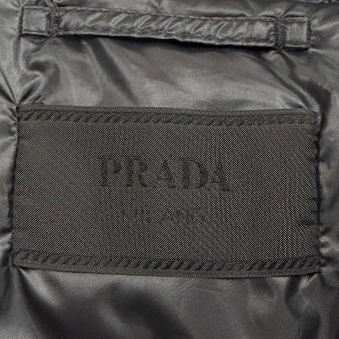 Great PRADA Down jacket Triangle logo black polyester mens 50 SGH072