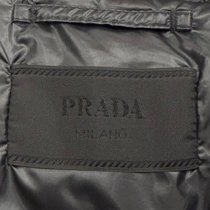 Great PRADA Down jacket Triangle logo black polyester mens 50 SGH072