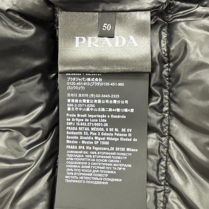 Great PRADA Down jacket Triangle logo black polyester mens 50 SGH072