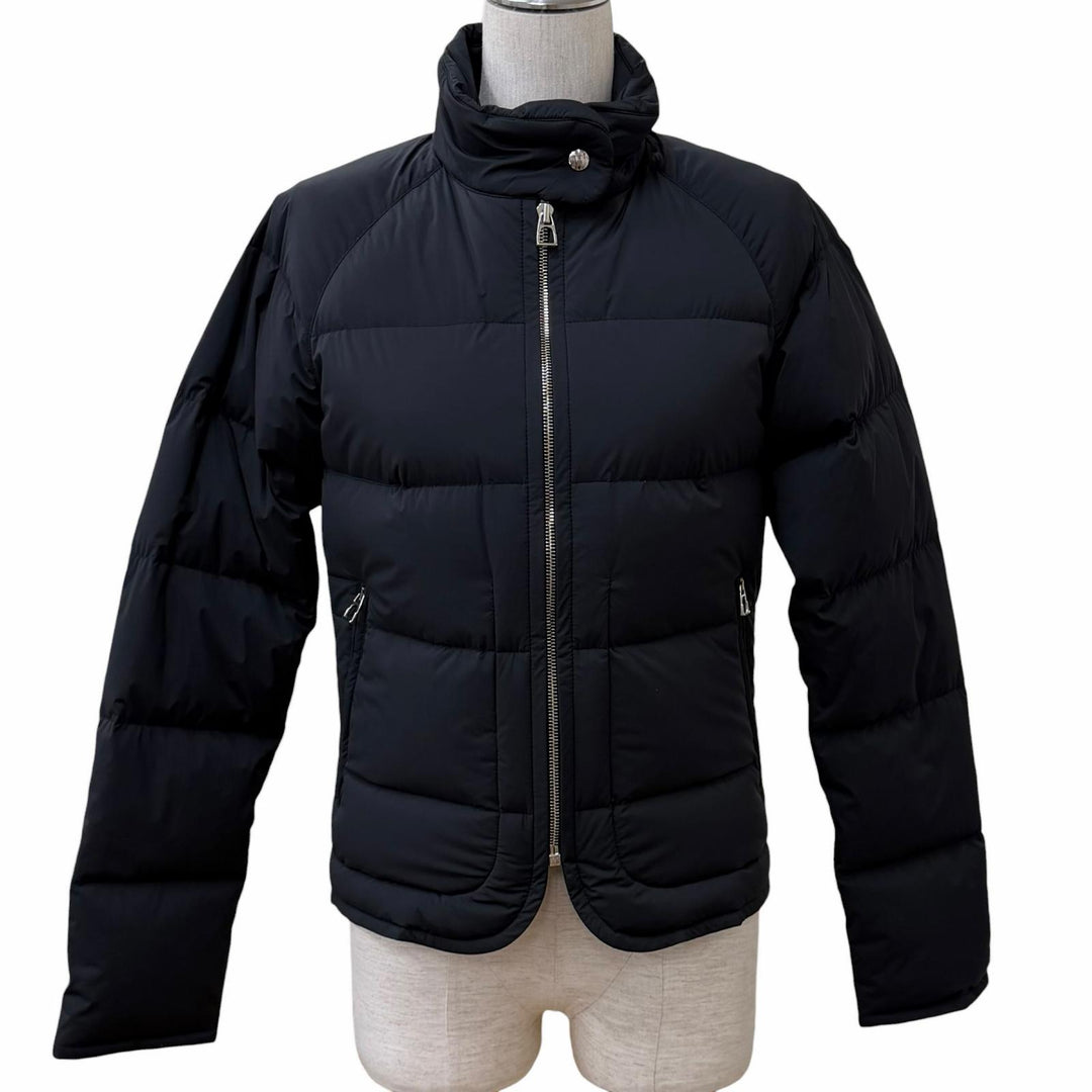 Excellent HERMES Down jacket Piumino Serie Button ZIP UP black Nylon Women XS