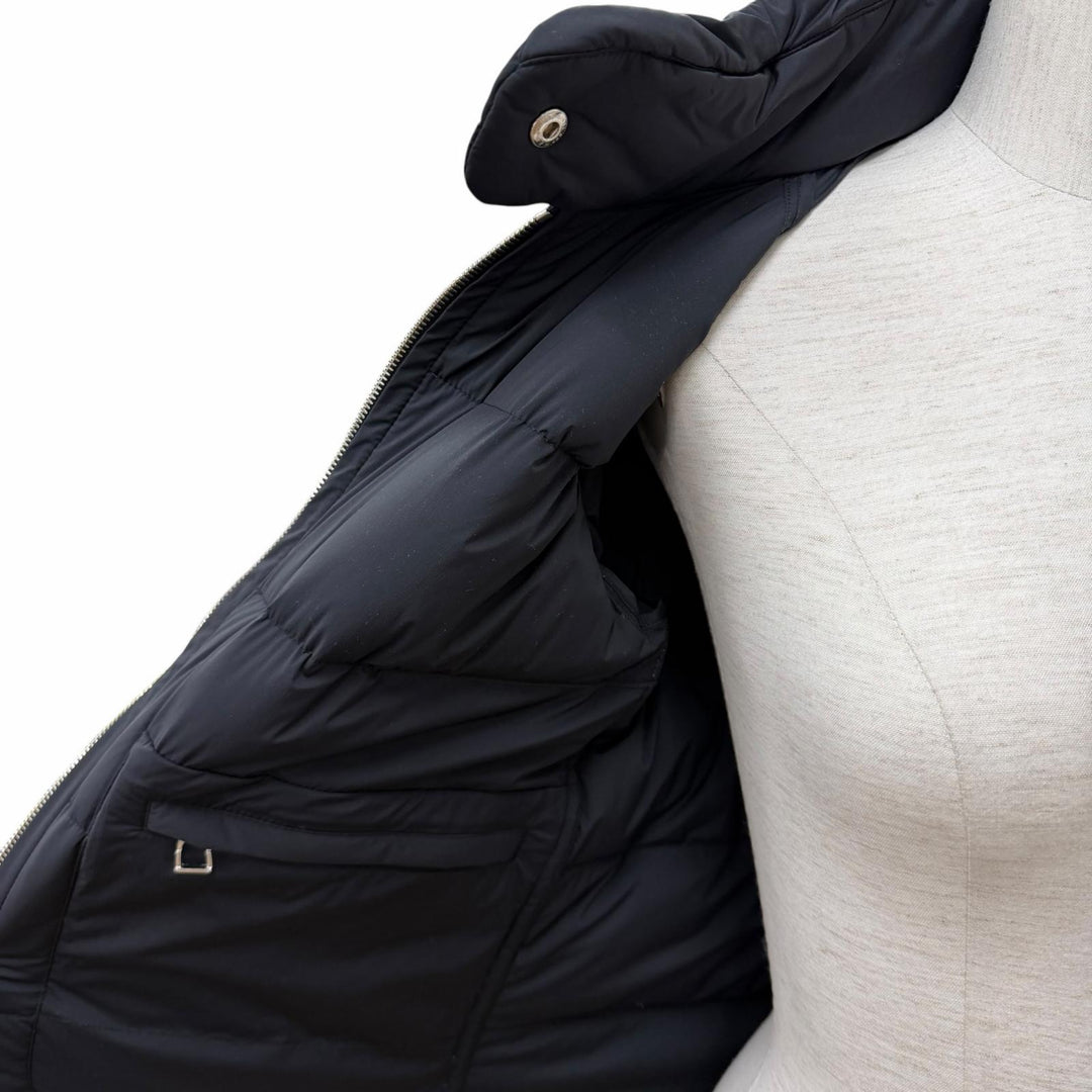 Excellent HERMES Down jacket Piumino Serie Button ZIP UP black Nylon Women XS