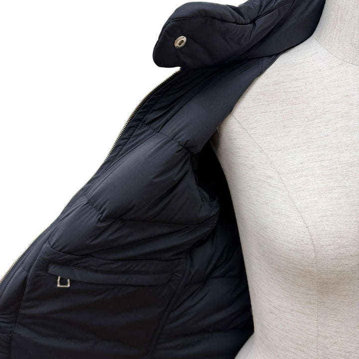 Excellent HERMES Down jacket Piumino Serie Button ZIP UP black Nylon Women XS