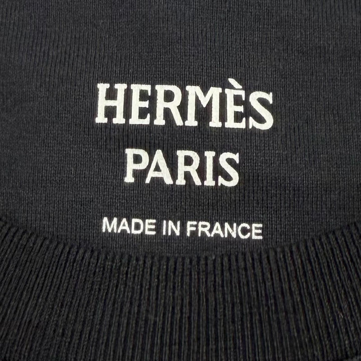 Excellent HERMES Short sleeve T-shirt cartouche Dark navy Women 36 5H4629DA