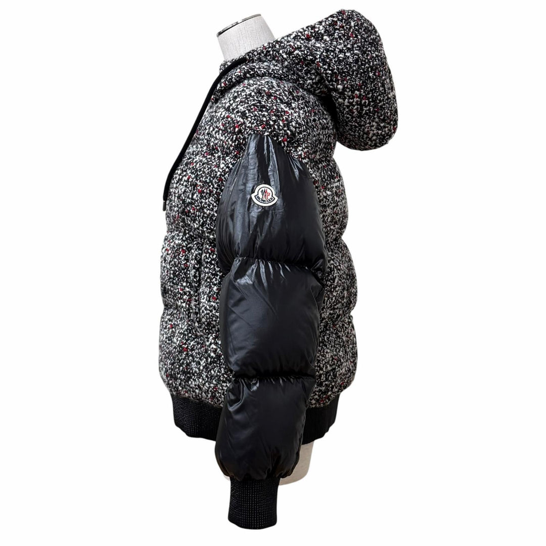 Excellent MONCLER Down jacket RUNIO Tweed-panel hoodie with logo patch Nylon 0