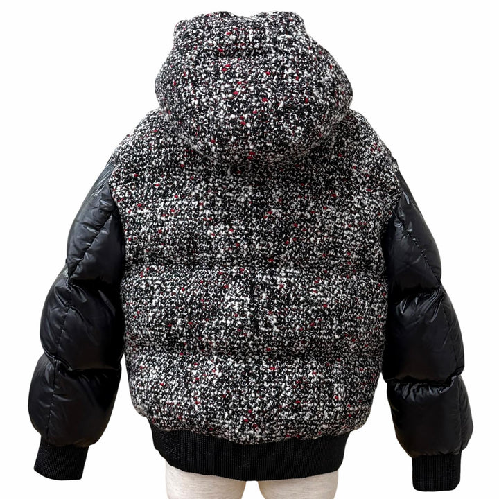 Excellent MONCLER Down jacket RUNIO Tweed-panel hoodie with logo patch Nylon 0