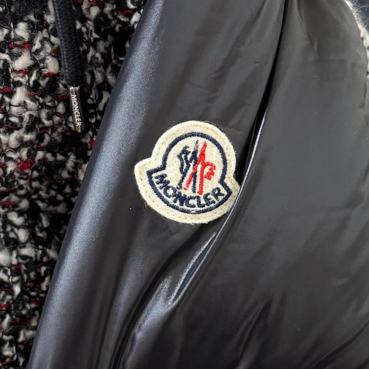 Excellent MONCLER Down jacket RUNIO Tweed-panel hoodie with logo patch Nylon 0