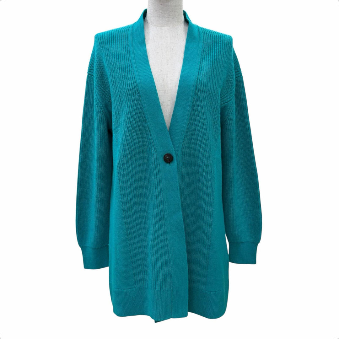 Excellent HERMES cardigan Serie Button Oversized Knit Blue green cashmere 34