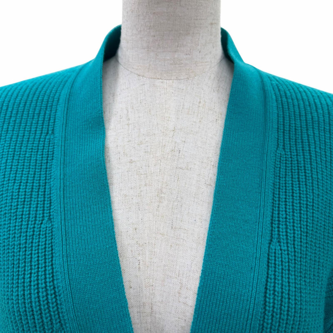 Excellent HERMES cardigan Serie Button Oversized Knit Blue green cashmere 34