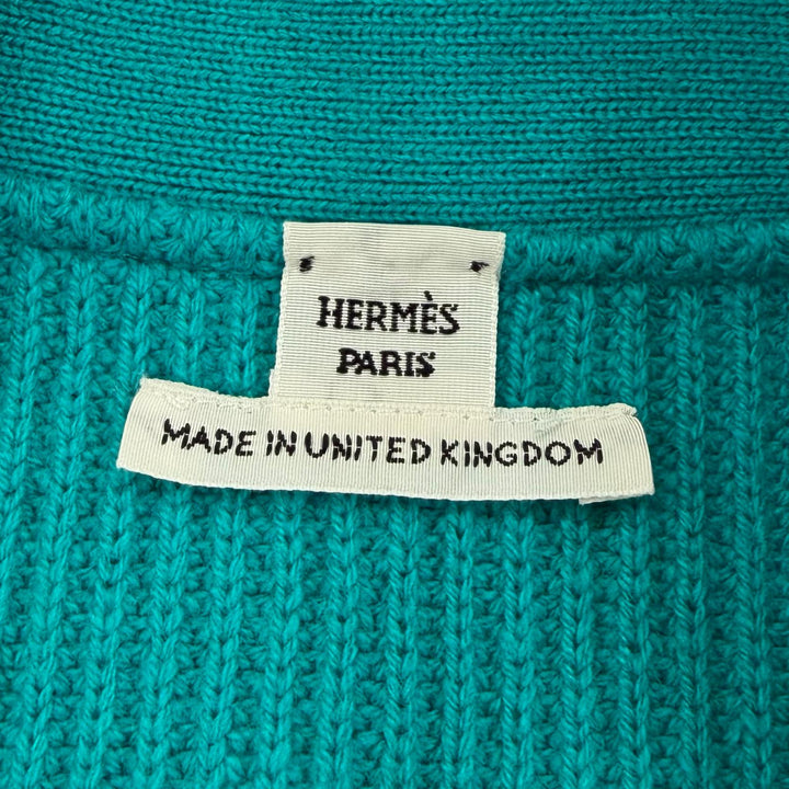 Excellent HERMES cardigan Serie Button Oversized Knit Blue green cashmere 34