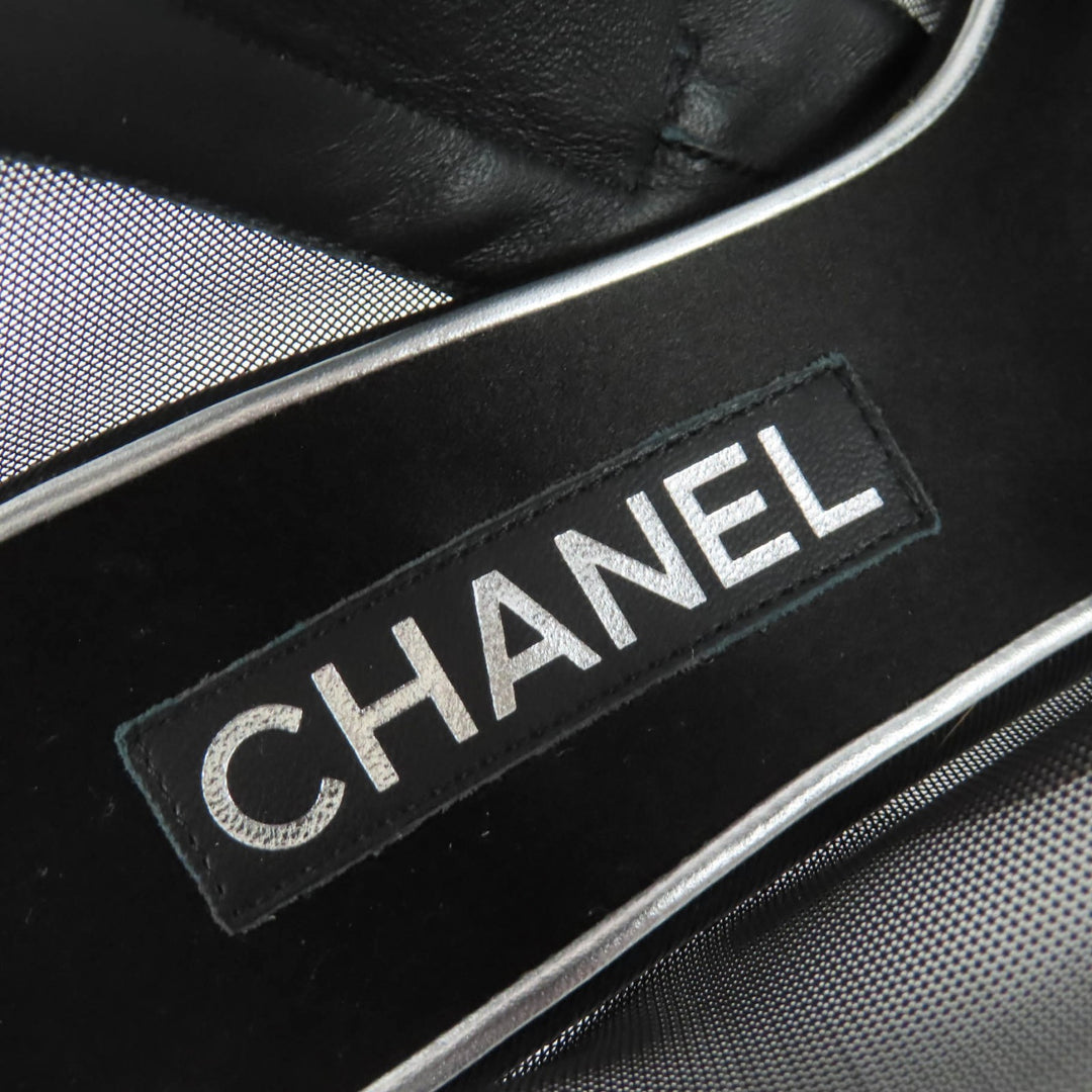 Pristine CHANEL Ankle boots COCO Mark Camellia Mesh Design black 38.5 G34544