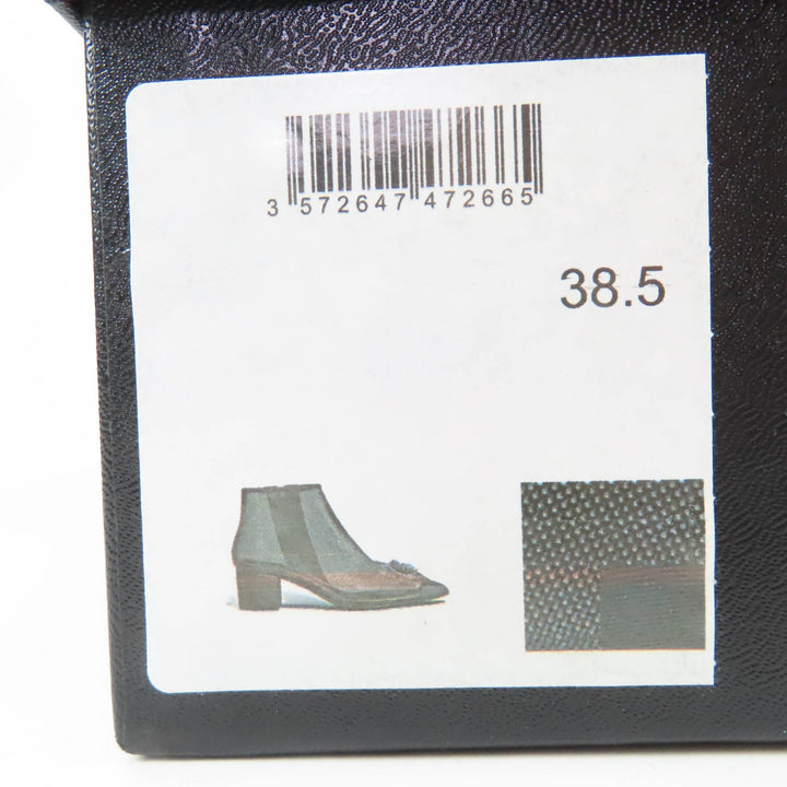 Pristine CHANEL Ankle boots COCO Mark Camellia Mesh Design black 38.5 G34544