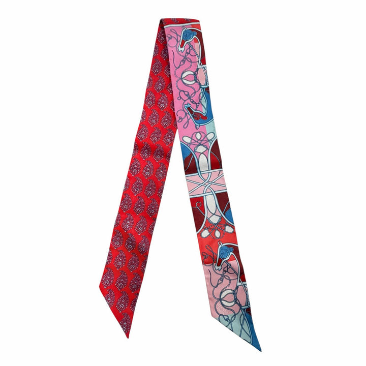 Excellent HERMES scarf Twilly Coup de Fouet au Bloc Multi silk Women