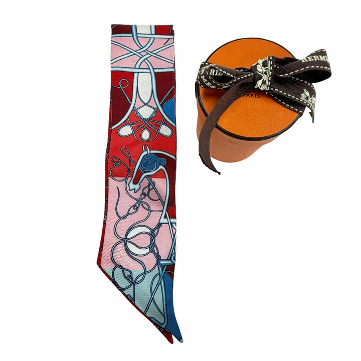Excellent HERMES scarf Twilly Coup de Fouet au Bloc Multi silk Women