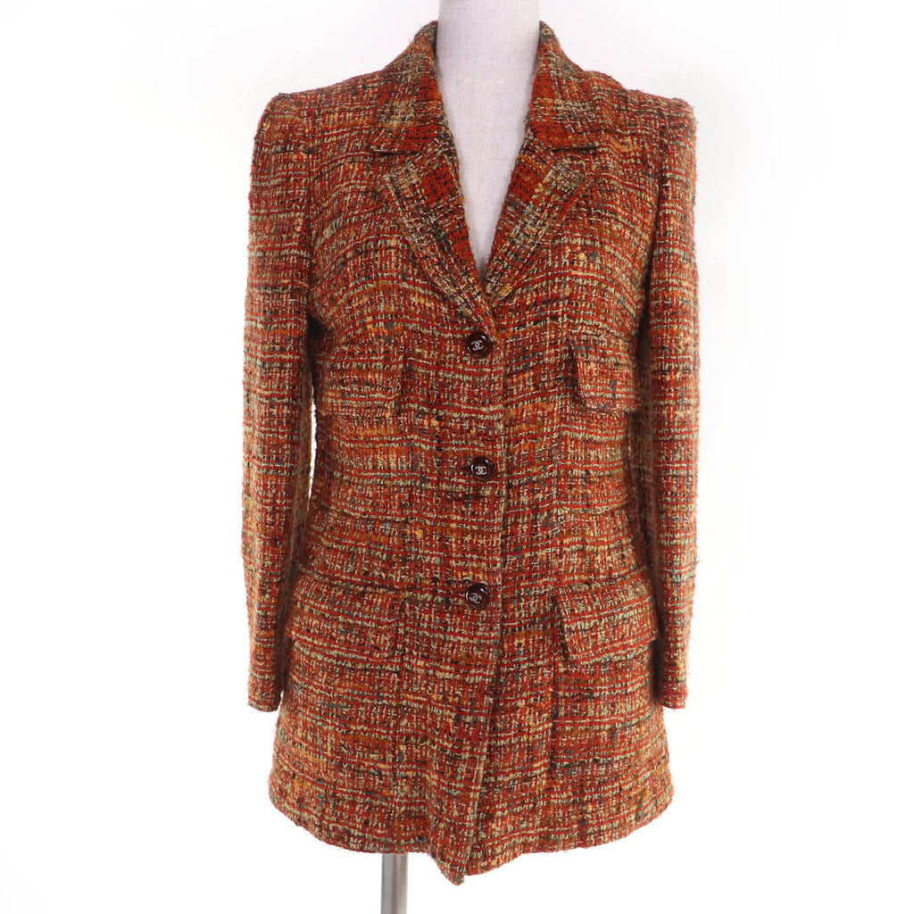 シャネル、こおこお Great CHANEL Jacket COCO Button Tweed Orange series Women 36 98A