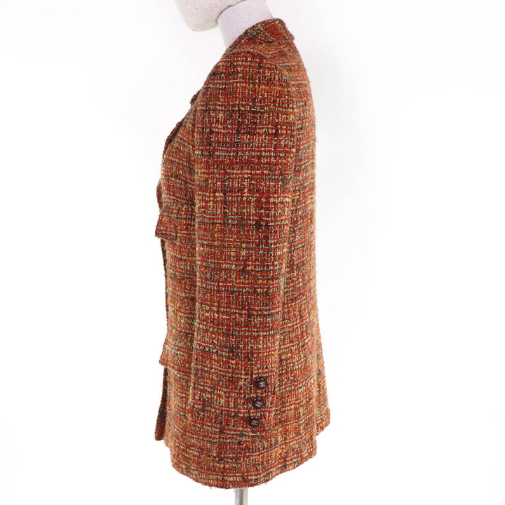 Great CHANEL Jacket COCO Button Tweed Orange series Women 36 98A P11504W02435