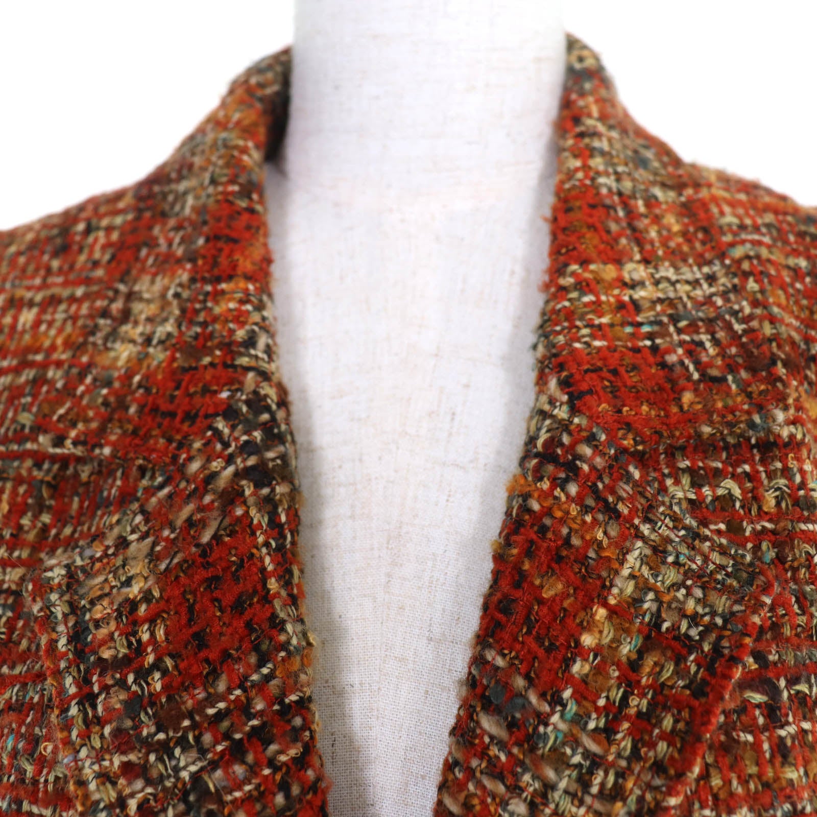 Great CHANEL Jacket COCO Button Tweed Orange series Women 36 98A