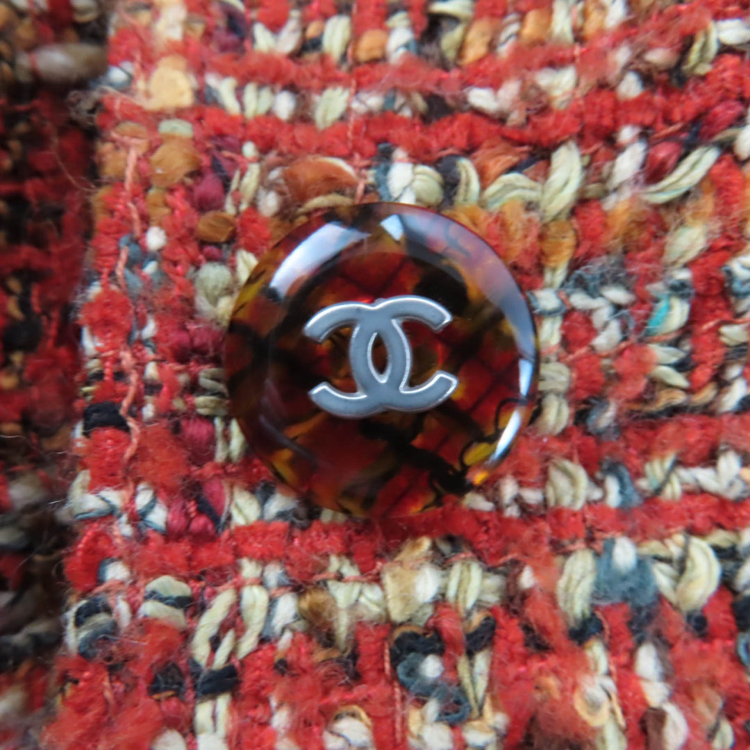 Great CHANEL Jacket COCO Button Tweed Orange series Women 36 98A P11504W02435