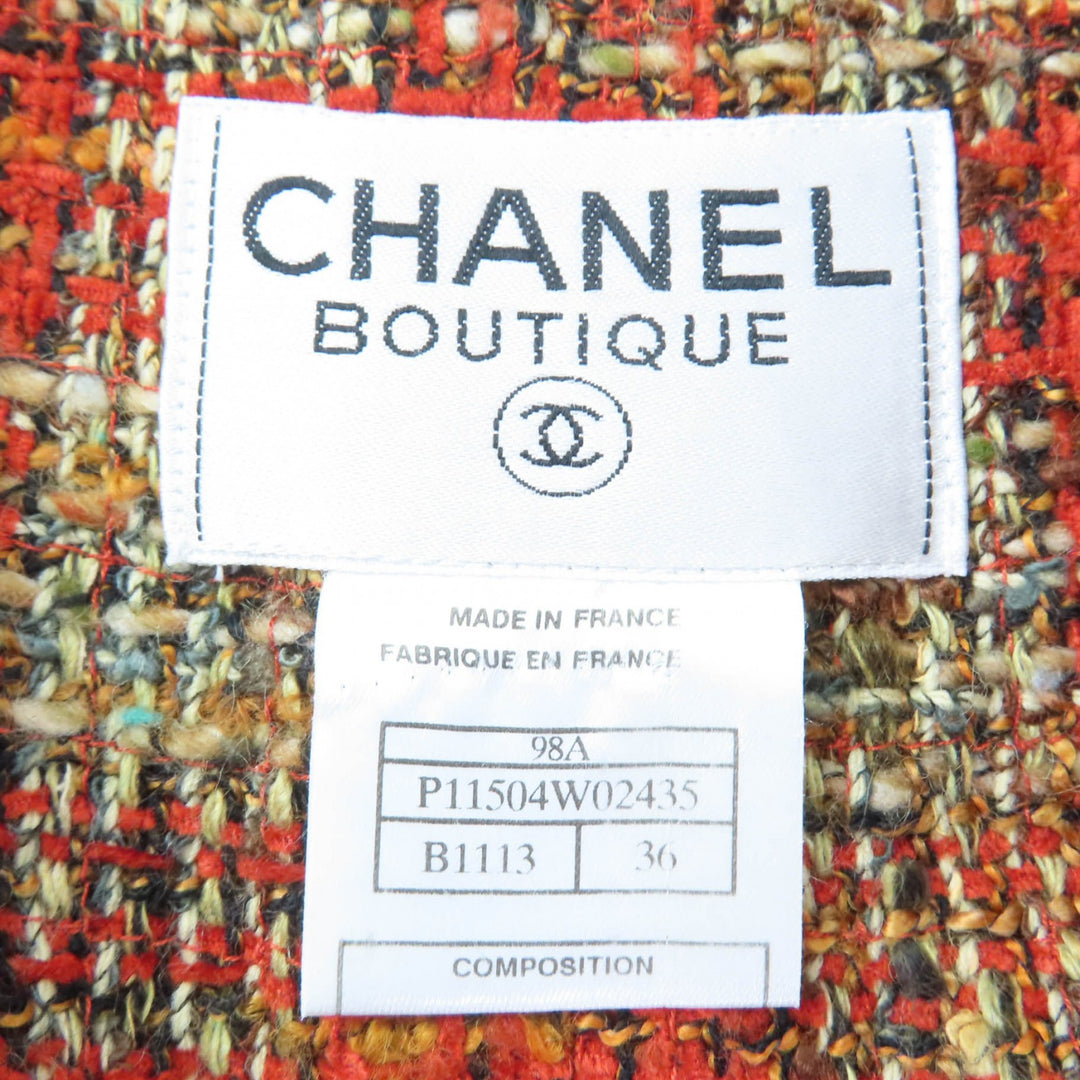 Great CHANEL Jacket COCO Button Tweed Orange series Women 36 98A P11504W02435