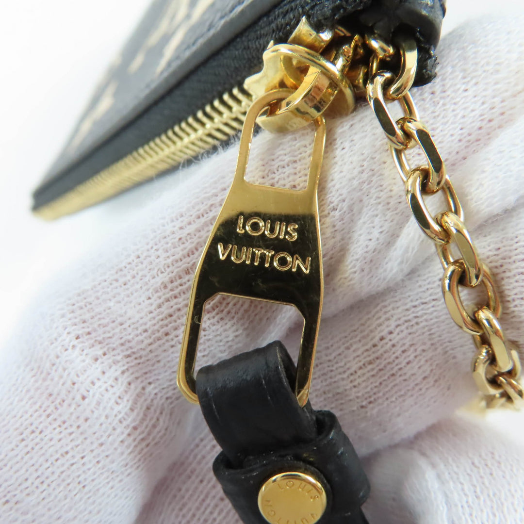 Excellent LOUIS VUITTON Card & Key Holder Pochette Clé black Monogram Ann Platt