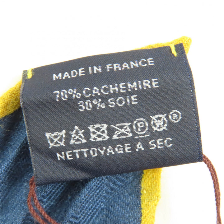 Excellent HERMES scarf BRIDES de GALA Ceremony Bridle Blue cashmere Women