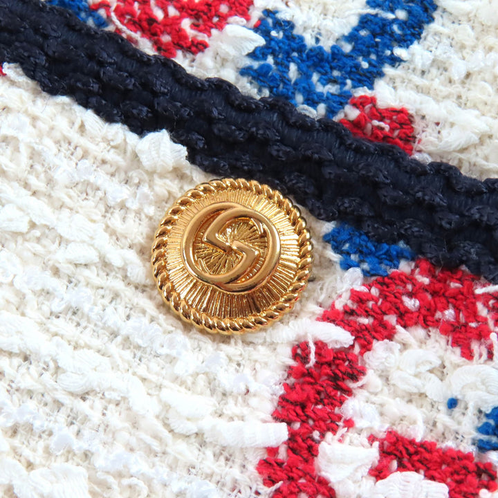 Pristine GUCCI collarless jacket Interlocking G metal buttons GG tweed 42 569926
