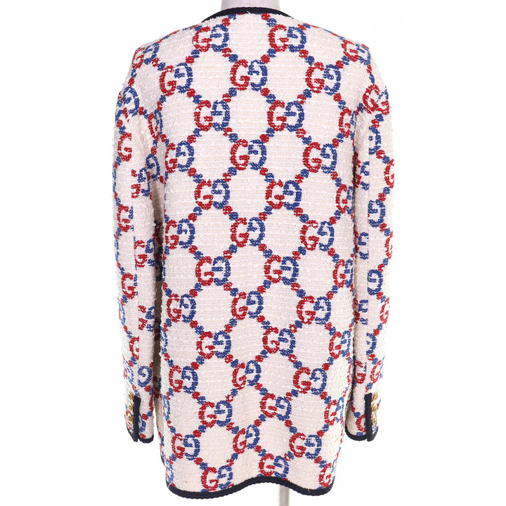 Pristine GUCCI collarless jacket Interlocking G metal buttons GG tweed 42 569926