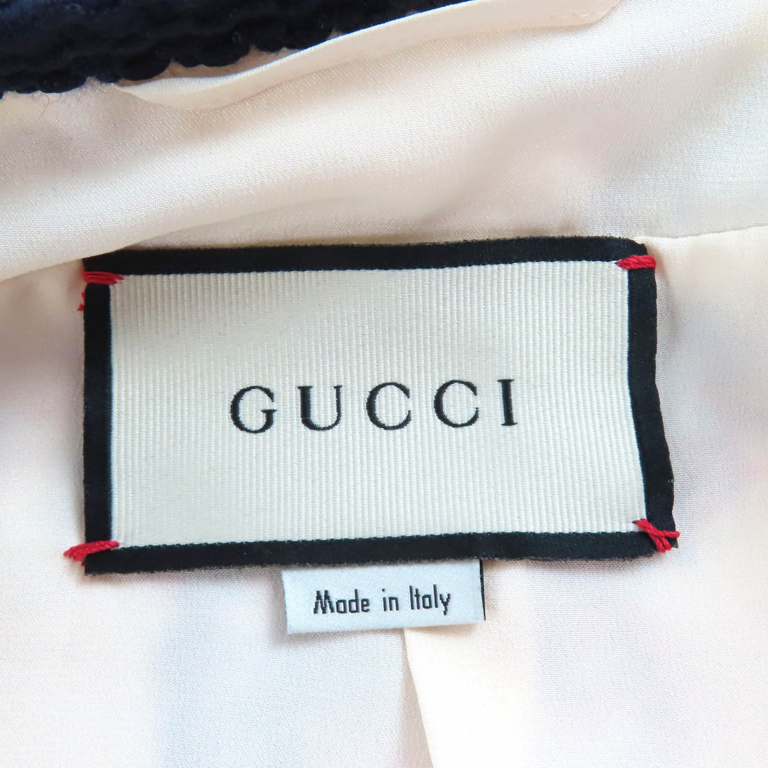 Pristine GUCCI collarless jacket Interlocking G metal buttons GG tweed 42 569926