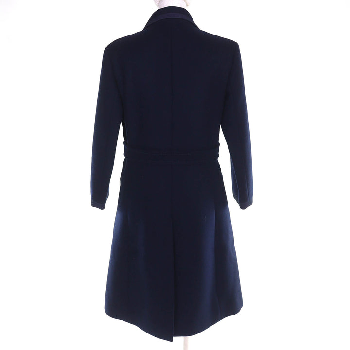 Pristine GUCCI coat GGChain Buttoned Padded Wool Long Jacket Navy wool Women 38