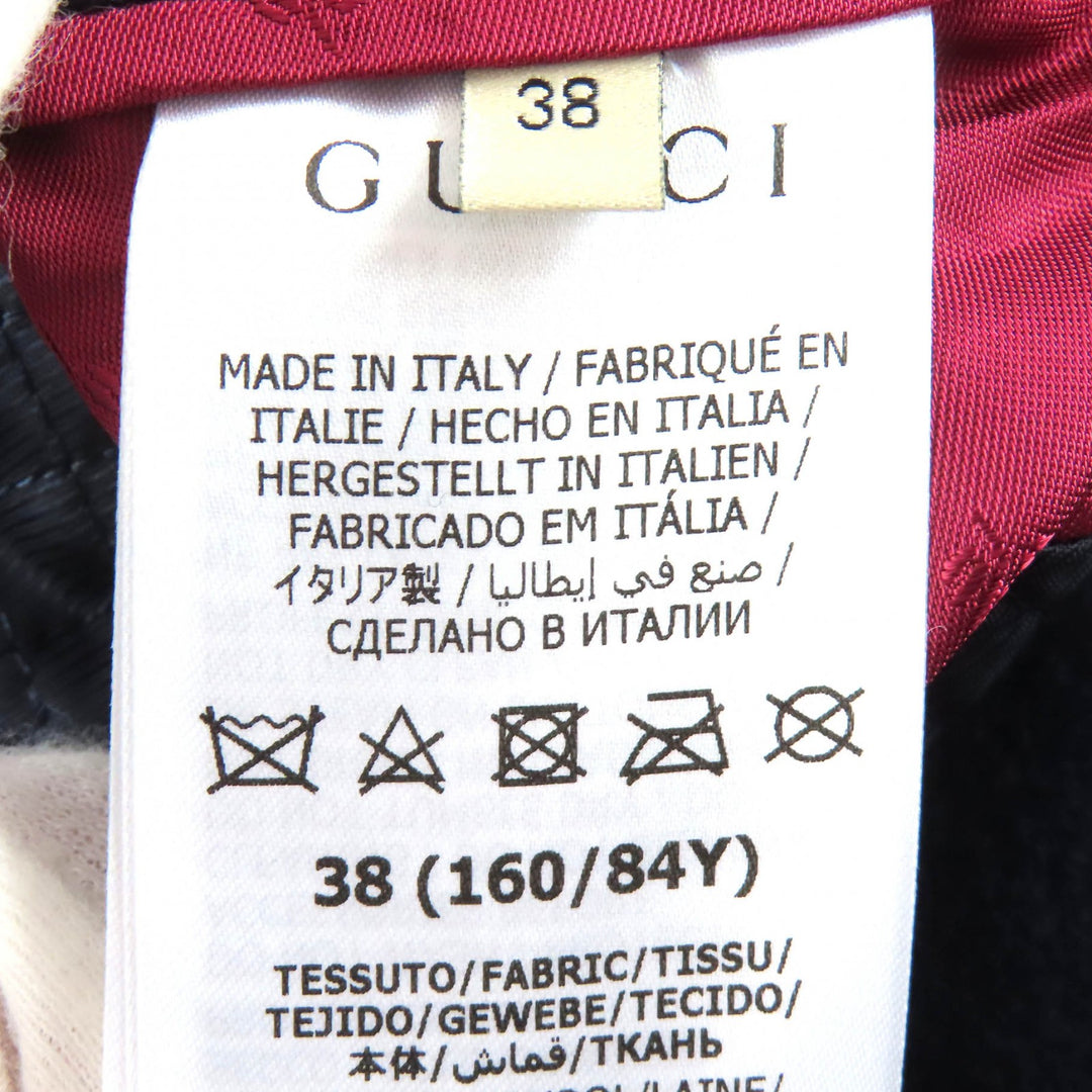 Pristine GUCCI coat GGChain Buttoned Padded Wool Long Jacket Navy wool Women 38