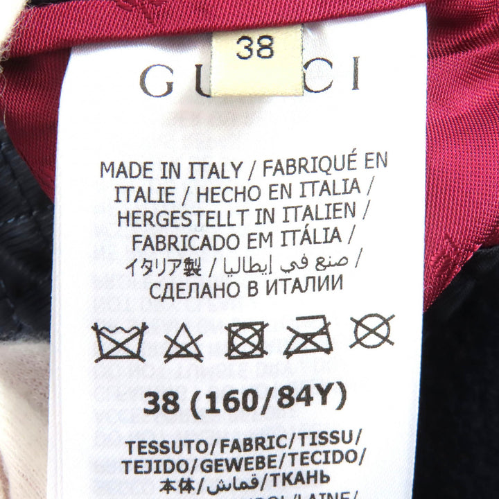 Pristine GUCCI coat GGChain Buttoned Padded Wool Long Jacket Navy wool Women 38
