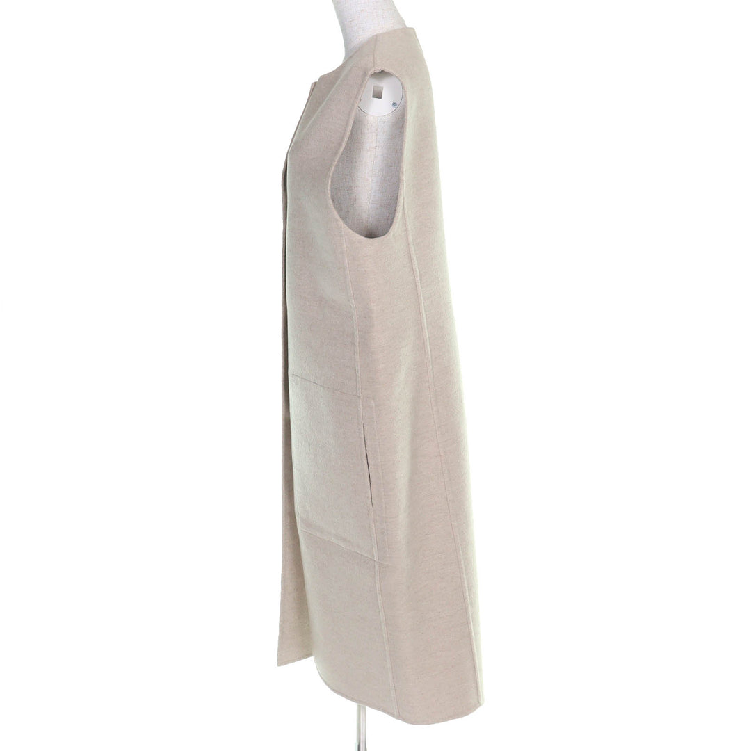 Pristine HERMES Best Wood Cellier Button Long Vest beige cashmere 44 3H0191DB