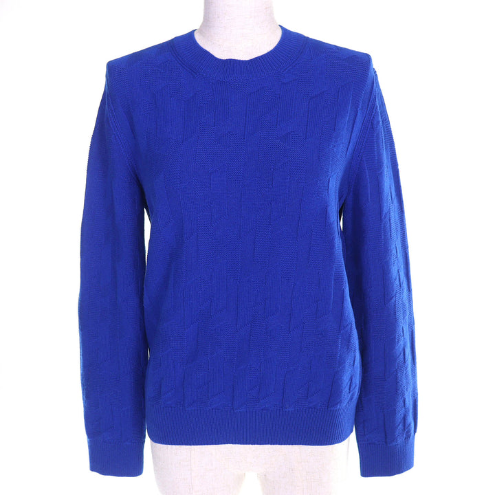Excellent HERMES H-motif crew neck long-sleeve knit sweater blue 40 4E2611D3
