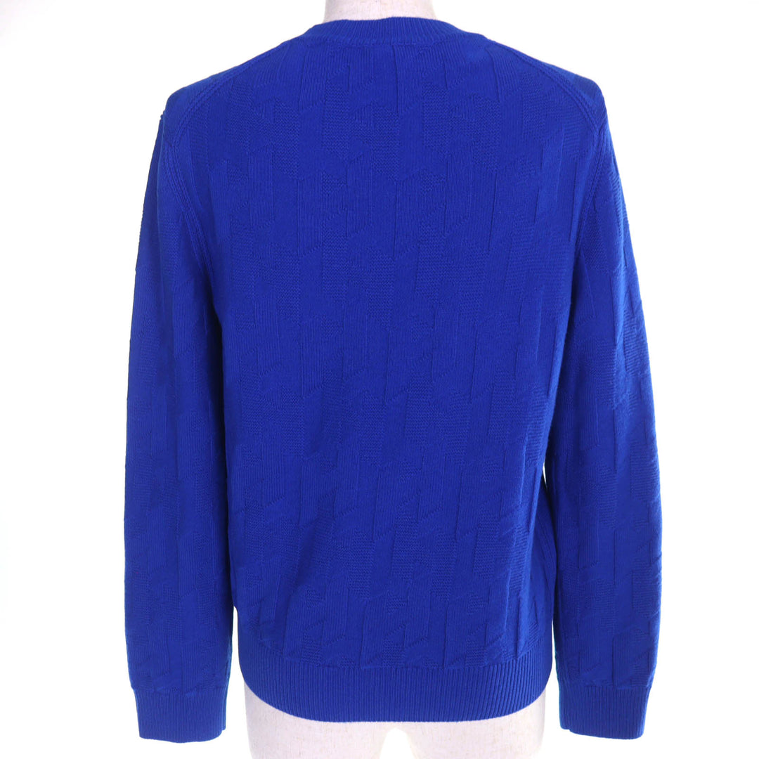 Excellent HERMES H-motif crew neck long-sleeve knit sweater blue 40 4E2611D3