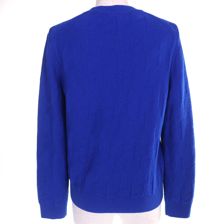 Excellent HERMES H-motif crew neck long-sleeve knit sweater blue 40 4E2611D3