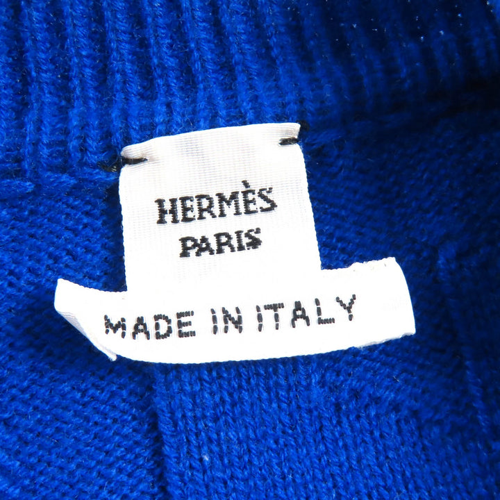 Excellent HERMES H-motif crew neck long-sleeve knit sweater blue 40 4E2611D3