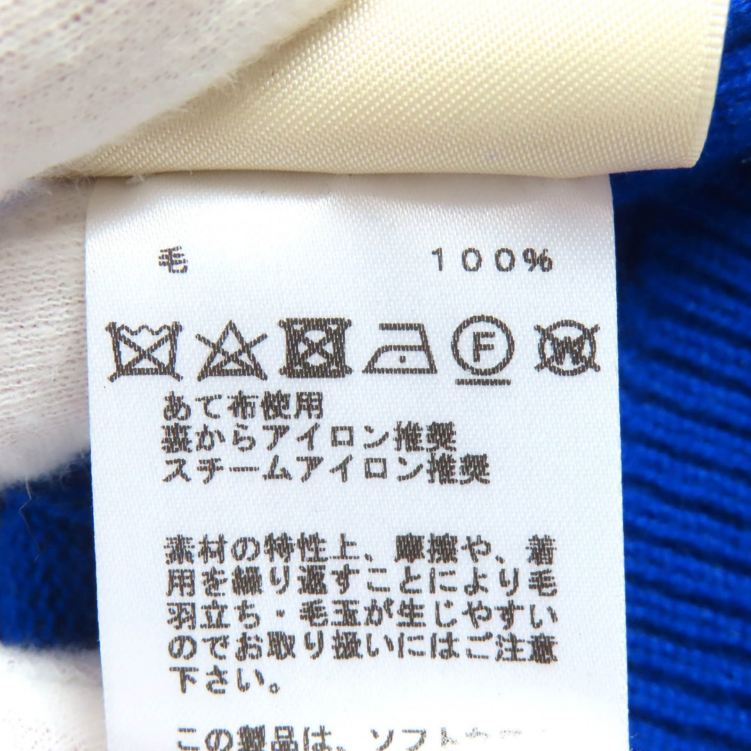 Excellent HERMES H-motif crew neck long-sleeve knit sweater blue 40 4E2611D3
